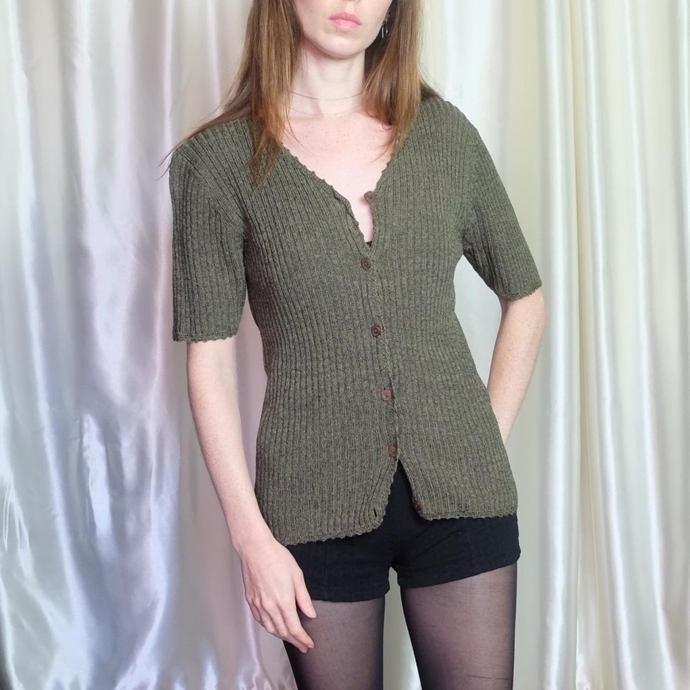 vintage silk short sleeve sweater
